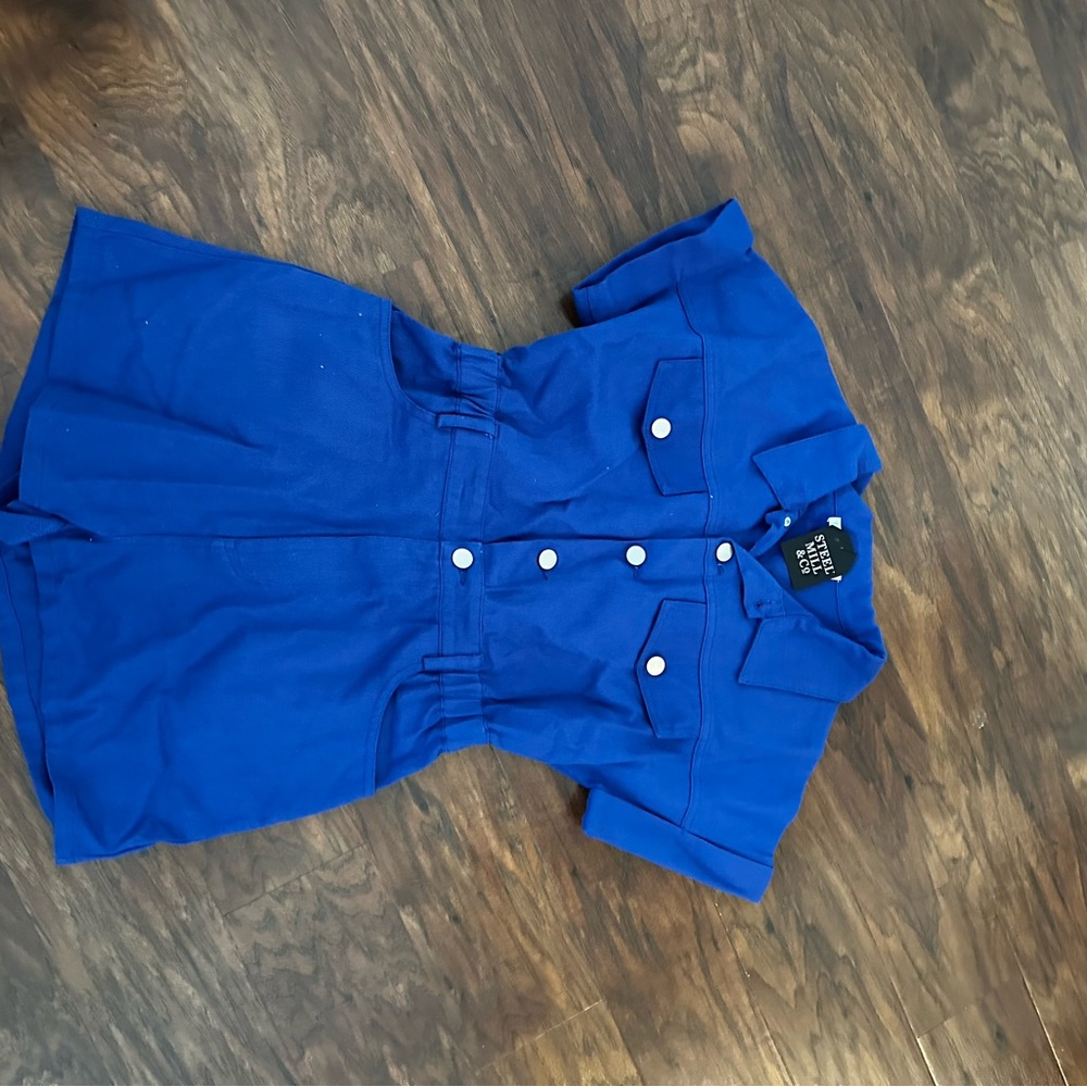 Blue Button-Up Romper